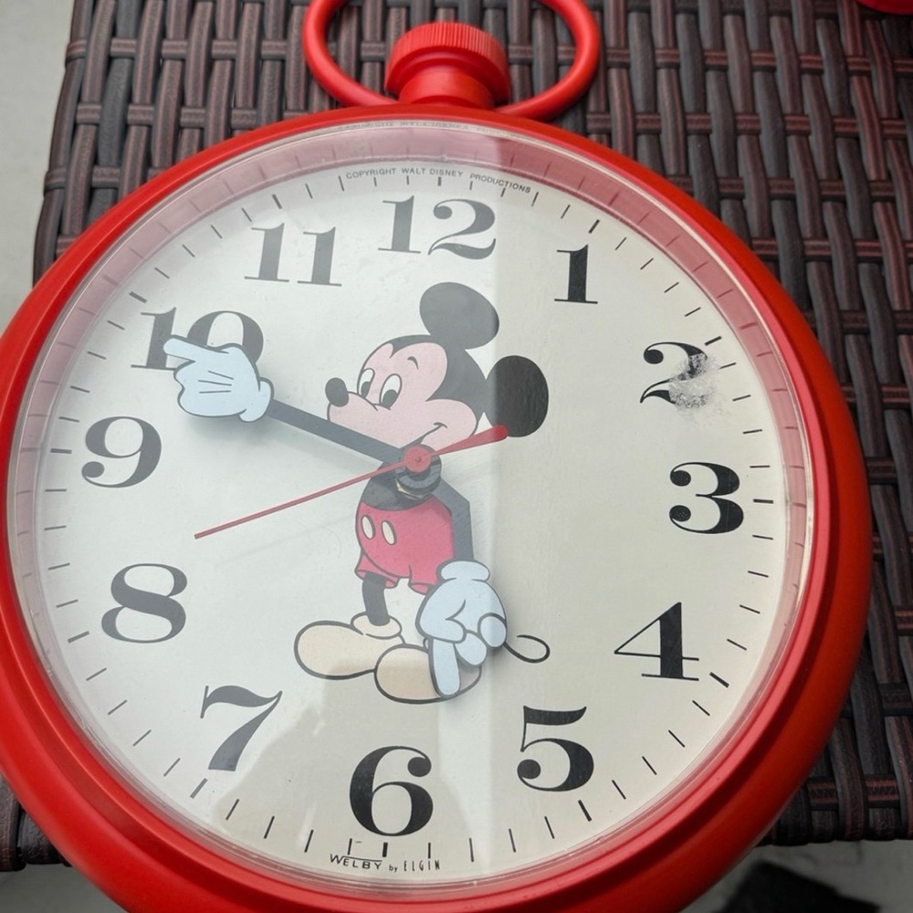 Disney Red Mickey Mouse Wall Clock with Black Numerals